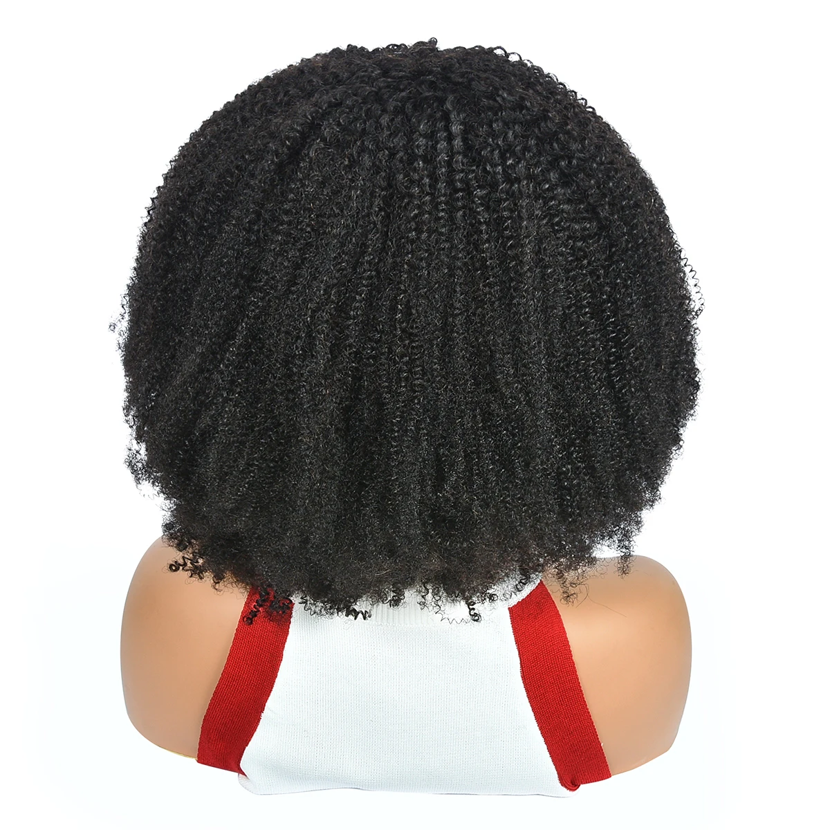 미스 로라 아프로 곱슬머리 인모 가발 250% 밀도 전체 기계 제작 곱슬머리 인모 가발 앞머리 포함 레미 풀 헤어 가발