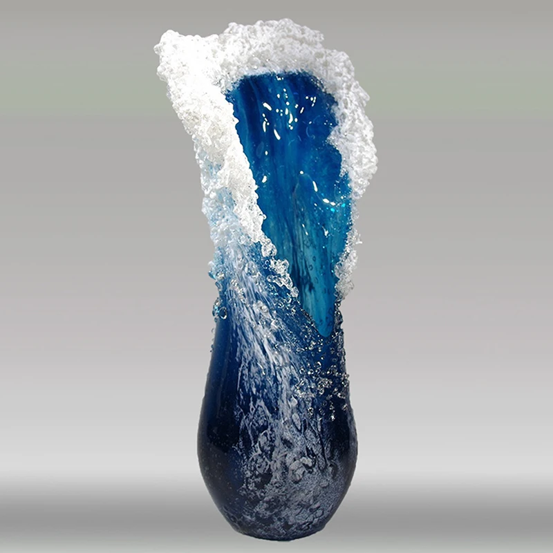 Ocean Wave Small Vase Resin Crafts Ocean Wave Vase Decoration Ocean Series Blue Home Decoration 3