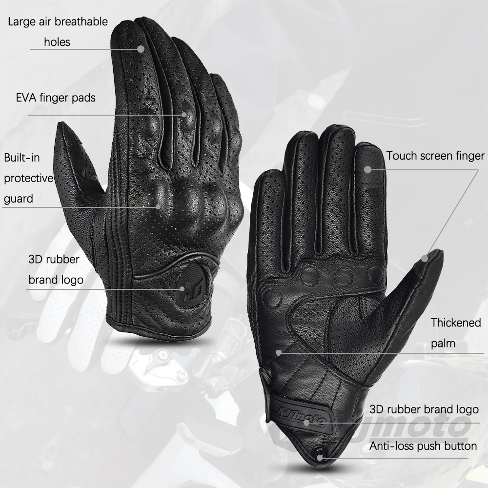Retro Leather Motorcycle Gloves Comfortable Wear-Resistant Motocross Gloves Full Finger Protection Moto