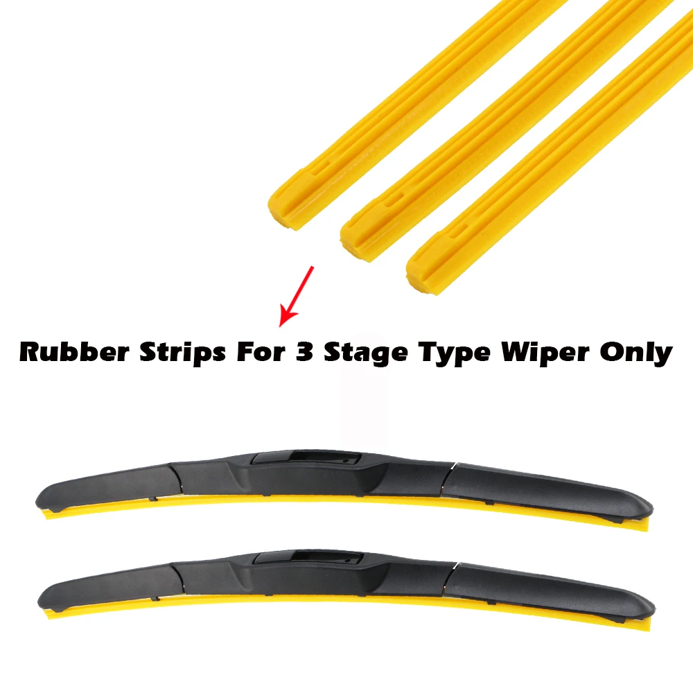 2 PCS Yellow Car Wiper Blade for Hybrid Type Wiper Blade Silica Gel Silicon Refill Strips 8mm 14\