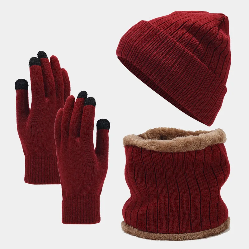 Männer Frauen Kaschmir Strick mütze Hals handschuhe dreiteilig kalt dick wind dicht reiten warmen Anzug Bufanda Hombre Gorro Invierno – Detail 8