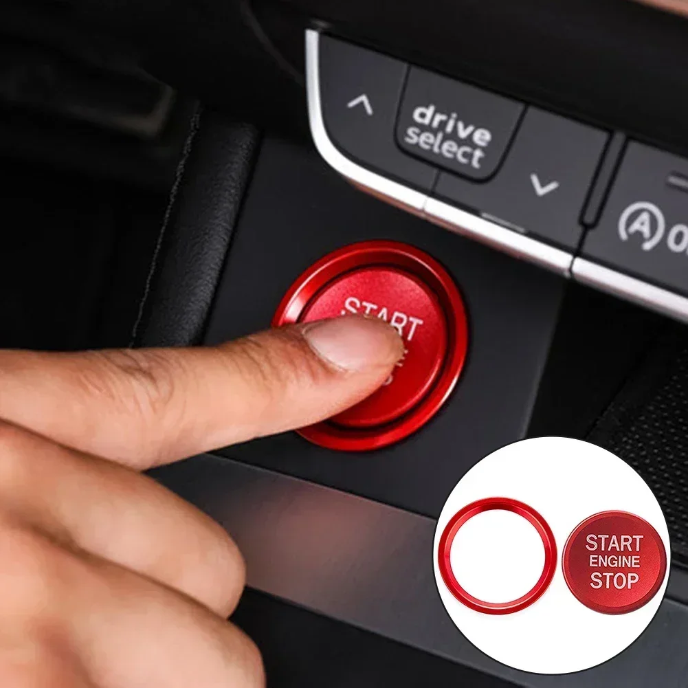 Car Ignition Key Ring Cover Audi A4 A6 A5 Q5 Q7 Engine Start Stop Sticker Decorative Switch Button Trim Accessories