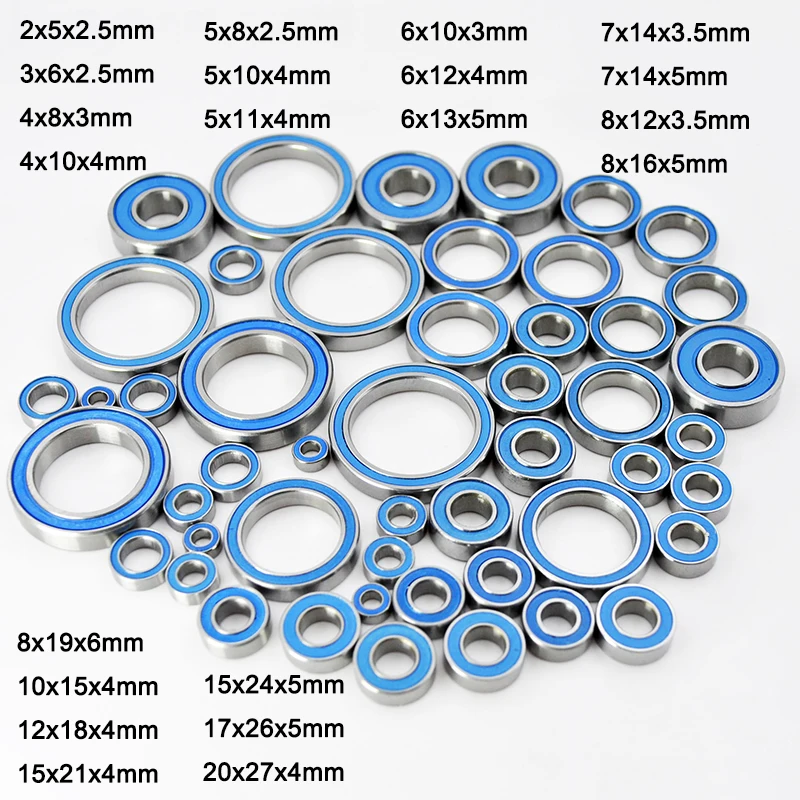 Rubber seal 2RS Miniature ball Bearings 2x6x3 3x9x4 4x8x3 5x8x2.5 4x10x4 5x10x4 5x11x4 6x12x4 12x18x4mm RC Car Bearing Kit 4pcs