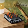 50000mAh High Capacity Solar Power Bank Built Cables Solar Charger 2 USB Ports External Powerbank Portable LED Light Powerbank 2