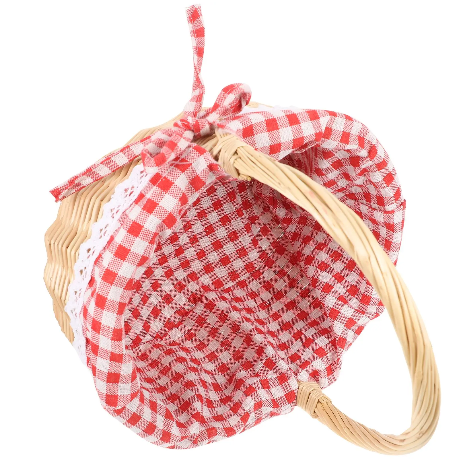 Zerodeko Little Red Riding Hood Basket Hand Woven Picnic Bag Gift Basket Wicker Storage Basket Linen Inner Basket Storage 5