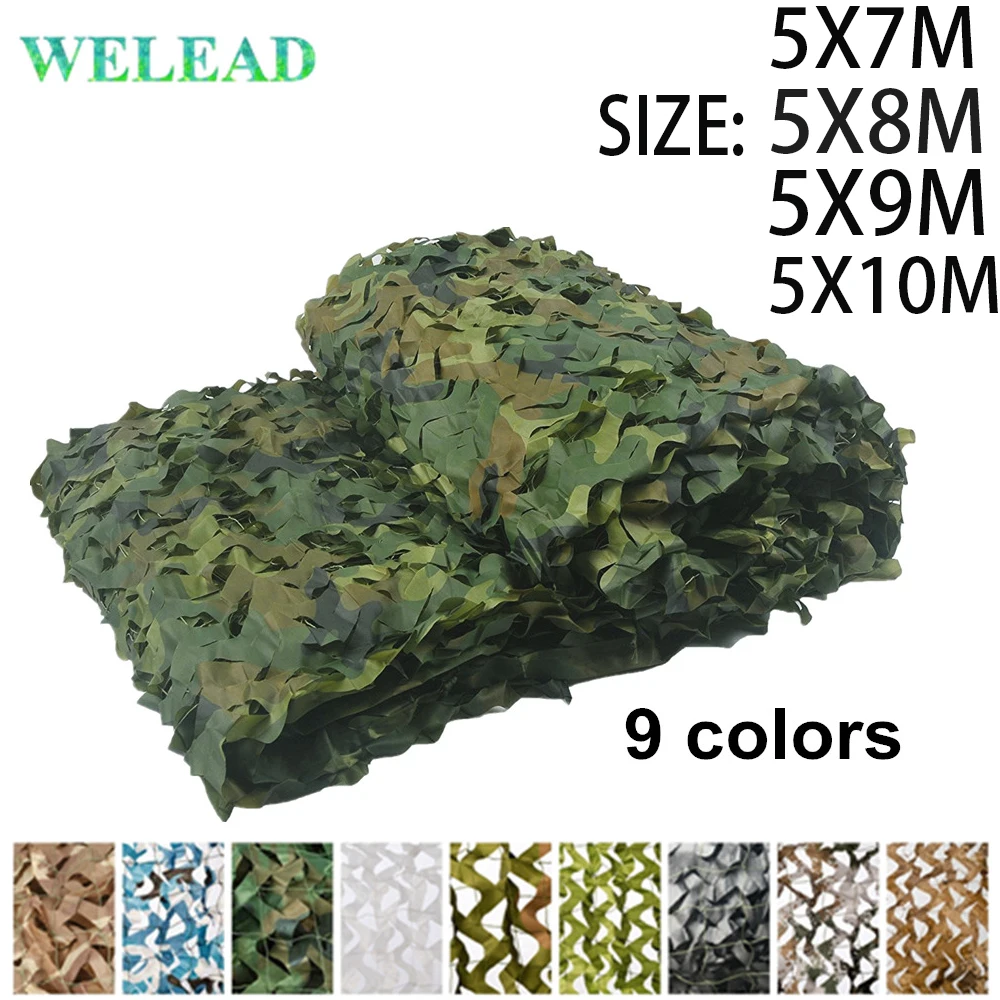 

WELEAD 5x7 5X8 5X9 5X10M Reinforced Military Woodland Camouflage Net White For Garden Shade Outdoor Awning Hide Camo Mesh Fabric