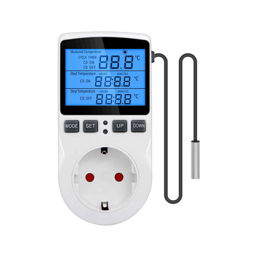 Digital Temperature Controller Thermostat Timer Socket with Temperature Sensor