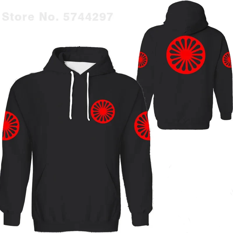 Sudadera con capucha para hombre de primavera y otoño de 2024, sudadera con capucha con estampado 3D de la bandera gitana romana, sudaderas con capucha de manga larga de gran tamaño para hombre