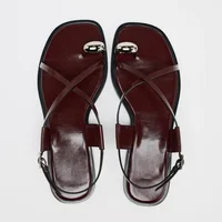 Summer Cross Strap Buckle Design Flat Sandals Women Fashion Metal Decoration Over Toe Casual Flat Slippers Comfort Beach Shoes - Image 3