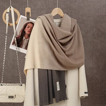 Nuovo 2024 Sciarpa di Cachemire Gradiente Donne Nappa Ombre Scialle Inverno Caldo Coperta Sciarpe di Spessore Pashmina Foulard Femminile Silenziatore 1