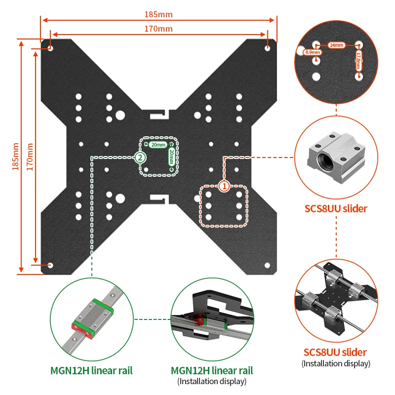 Atualização da Impressora 3d y Axis Hot Bed Placa de Suporte para 150 mm 235 mm Aluminum Heatbed Hotbed Platform Compatibilidade Linear Rail - Imagem 2