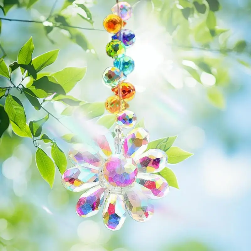 Daisy Crystal Sun Catchers Hanging Suncatchers for Window Car Decor Fall Decorations Rainbow Maker Garden Indoor Outdoor Gift