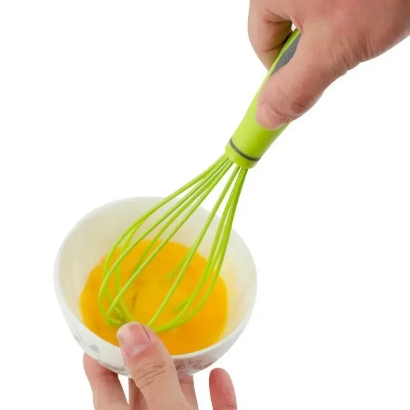 Kitchen Gadget Multifunction Rotatable Balloon and Flat Whisk Egg Beater Plastic Hand Knead Dough Blender Egg Mixer Tools 1Pcs