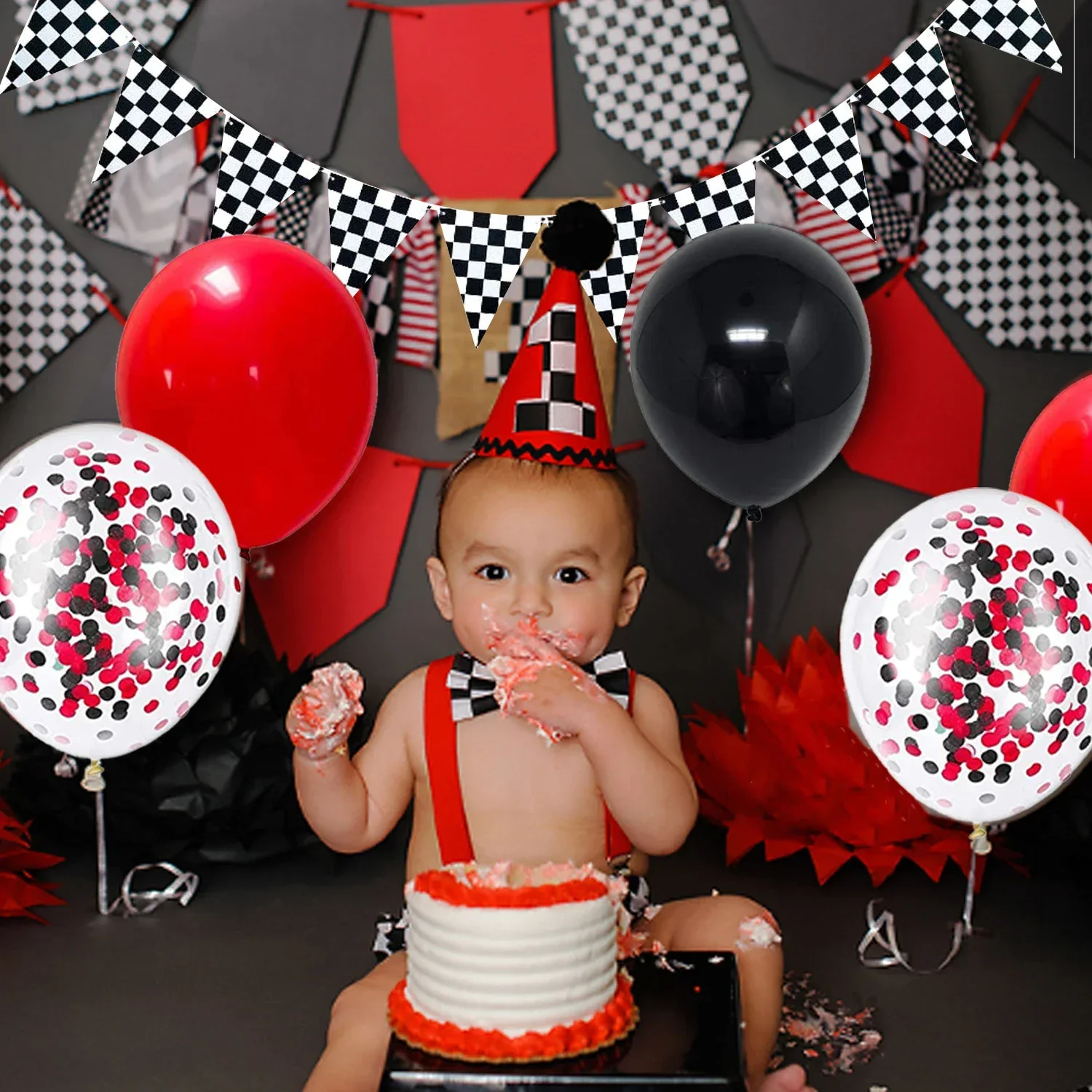 thumbnail image 2 of Fast One Balloon Banner Retro Race Car Birthday Party 1st Birthday Party Decorations 1 Speedy Year Race Car Balloons Race Car Themed Decor 2 of 11