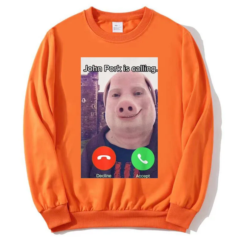 John Schweine fleisch ruft lustige Antwort Anruf Telefon Langarm T-Shirt lustige Schwein Tier liebhaber Sweatshirts Baumwolle Pullover Mantel Geschenke – Detail 9