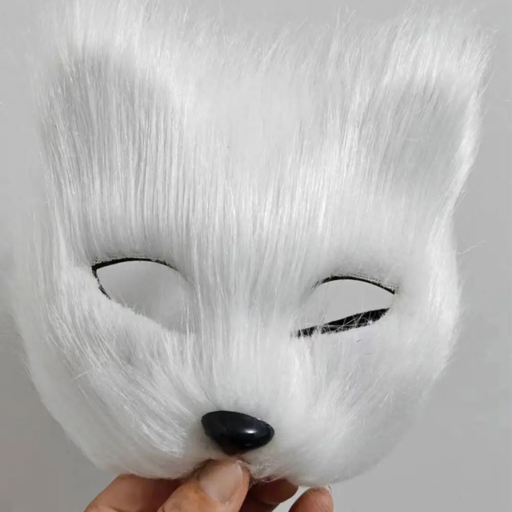Fluffy Fur Fox Tail Cat Paws Gloves Wolf Mask Set Masquerade Handmade Halloween Cosplay Costume Accessories