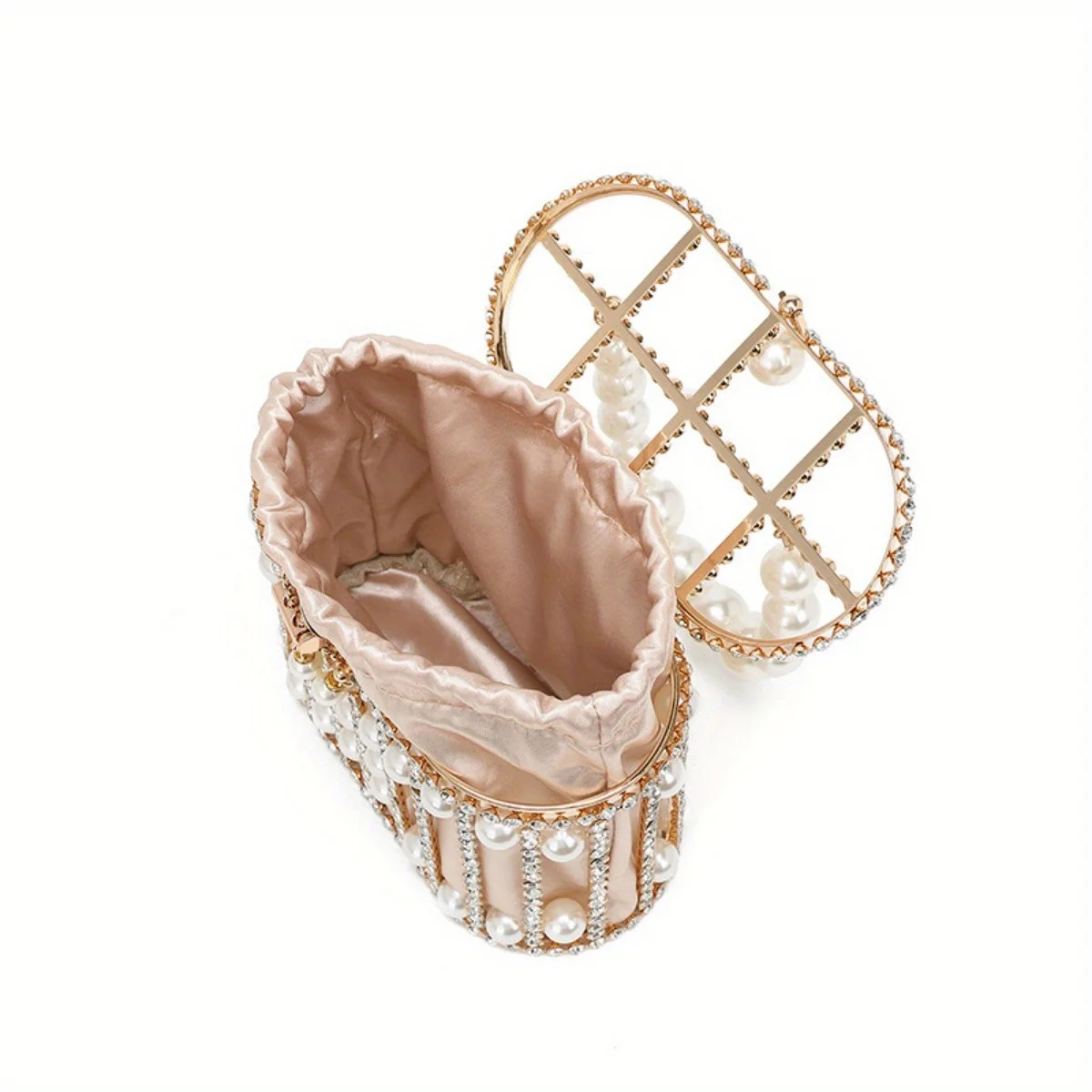 Luxury Rhinestone Pearl Woven Crossbody Evening Bag for Women