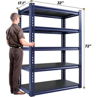 Garage Shelving 72" H Tall Storage Shelves Sturdy Metal Shelves for Storage 5 Tier Wide Heavy Duty Shelving Deep Storage Rack 2