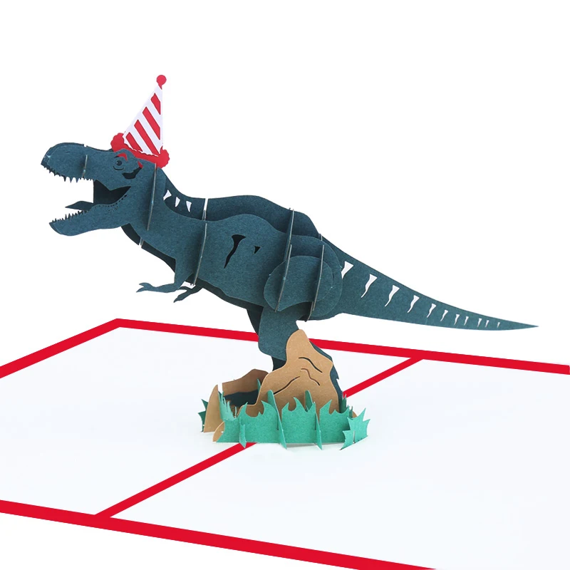 3D Dinosaur Pop Up Birthday Card, Birthday Hat, Candy Cake, Girlfriend, Wife, Dad, Party Invitation, Greeting, Anniversary Gifts