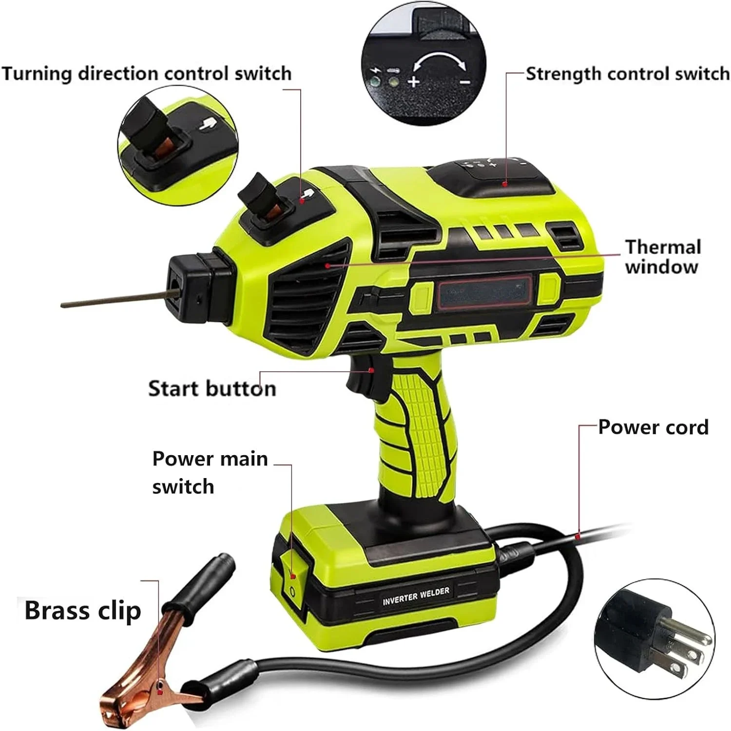 Portable 4600W ARC Welder Gun for 3/32"-1/8" welding rods Welder Machine Kit with Toolbox 6 Variable Current Welding Machine 3