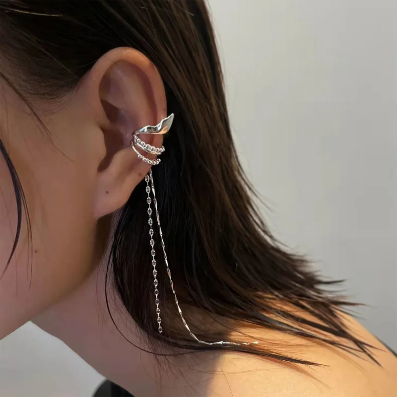 Elf Ear Clip Long Chain Tassel Earrings Geometric Ear Cuff For Women Image 7