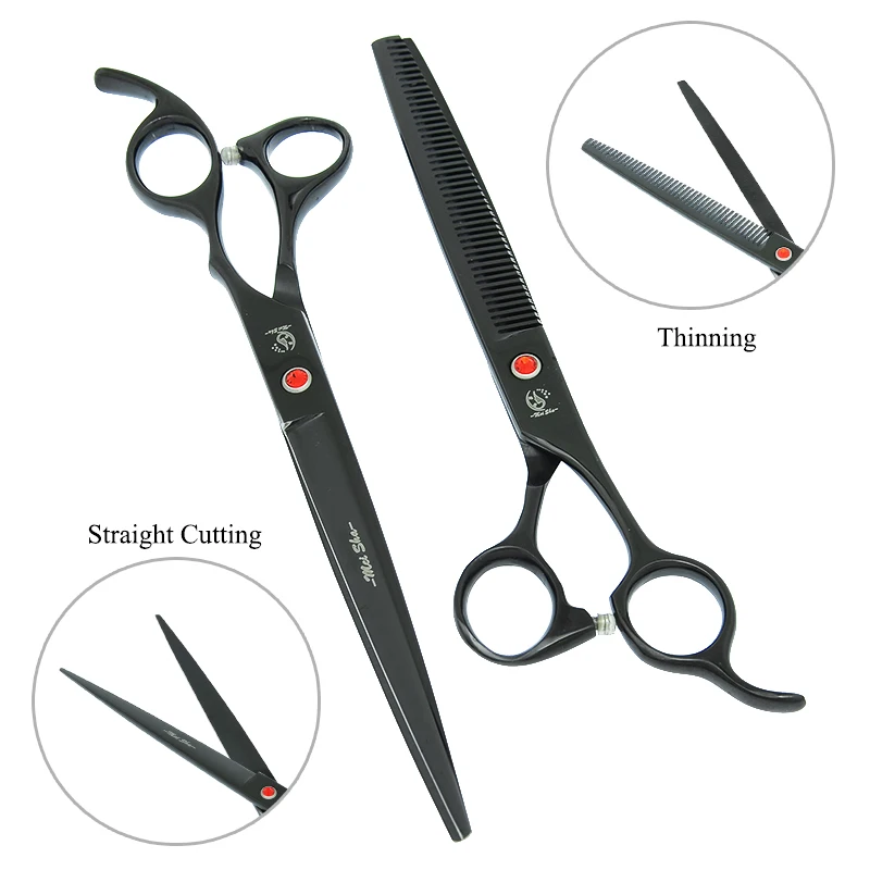 Dog Grooming Scissors, 8 inch Meisha Dog Cat Hair Shears Japan Steel Pet Cutting Thinning Curved Grooming Scissors Fur Clipper Animals Supplies B0044A