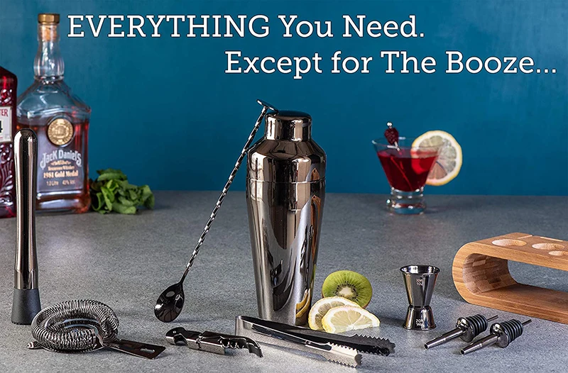 10-Piece Cocktail Bar Set with Bamboo Stand – Mixology Kit 5