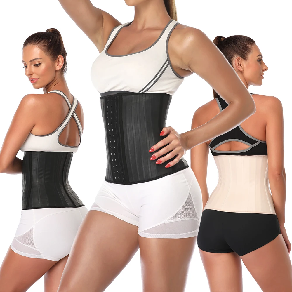 Waist Trainer Corset 25 Steel Bone Underbust Cincher Smooth 100% Latex  Belly Wrap Belt Women Binders Shaper Slimming Shapewear - AliExpress