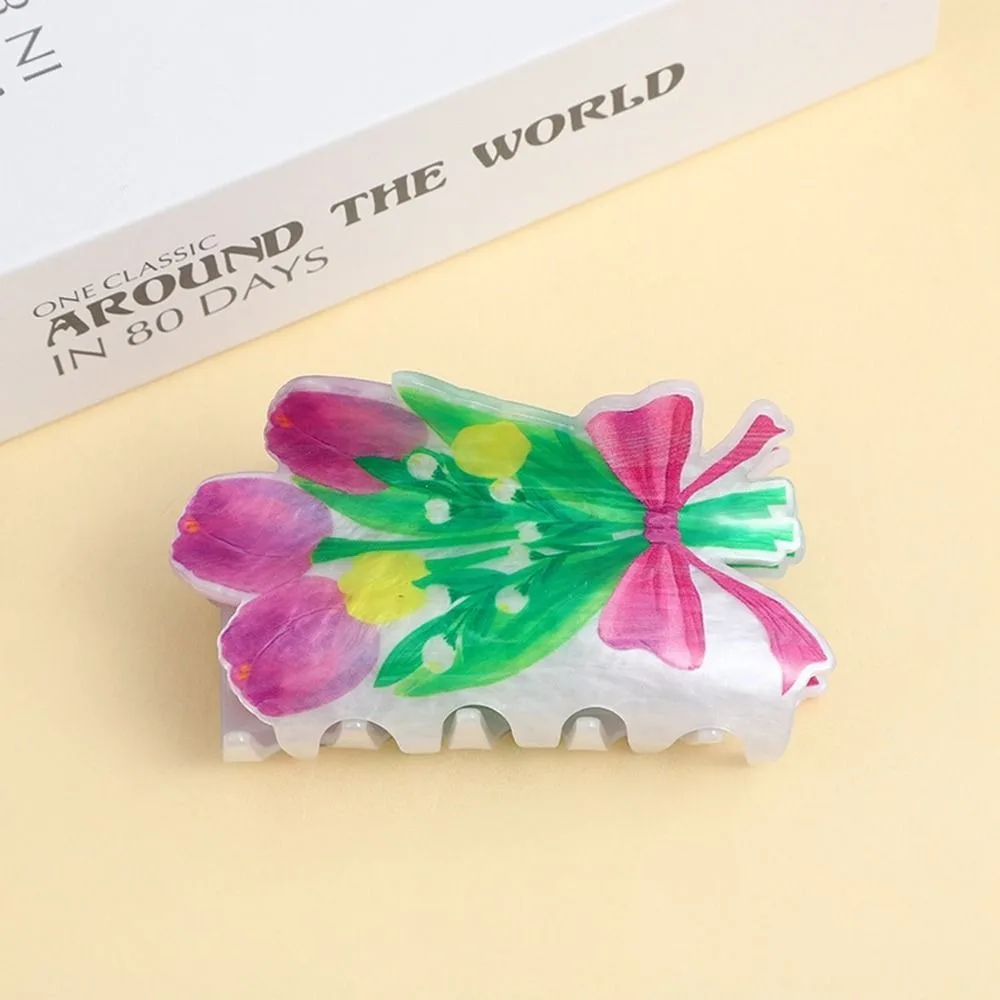 

Acrylic Flower Hair Claw Sweet Rainbow Daisy Animal Hair Clip Rabbit Geometry Dog Shark Clip Travel