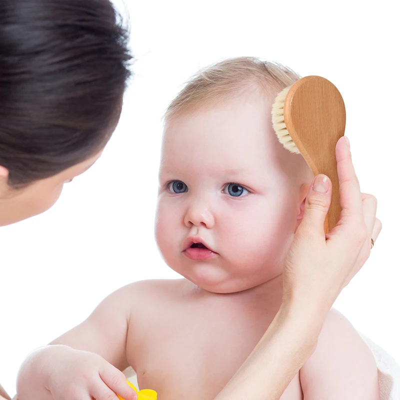 Baby Care Beech Wooden Handle Brush Baby Hbrush Newborn Infant Comb For Head Massager For Shower Pure Natur