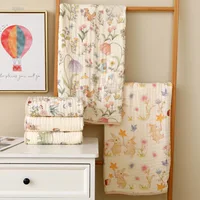 Double Crepe Baby Blankets Newborn Muslin Cotton Gauze Quilt Print Swaddle Blanket Kids Bedding Stroller Cover 1