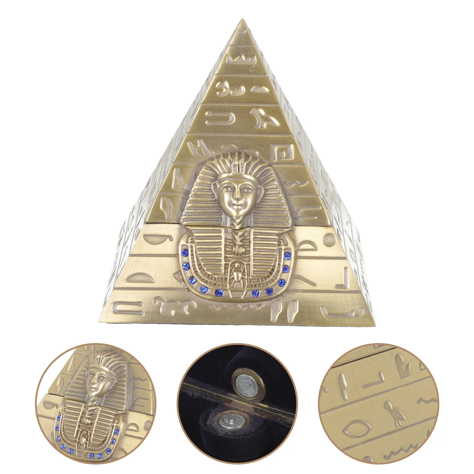 

Ancient Egyptian Pyramid Shaped Jewelry Box Metal Pyramid Decoration Pyramid Storage Container