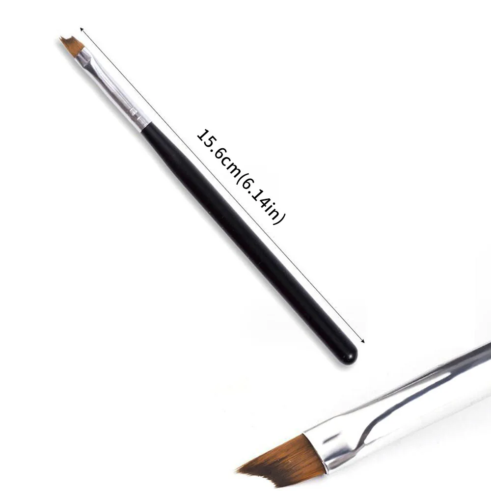 French Nail Art Brushes 16CM Crescent Oblique French Tip Brush Silver Black Handle Painting Drawing Tools Nail Art Supplies 1Pc