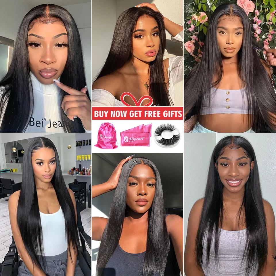 Super Double Drawn Bone Straight 100% Human Hair Wigs 13x6 Transparent 13x4 Lace Frontal Wig Pre Plucked Straight Lace Front Wig - Image 5