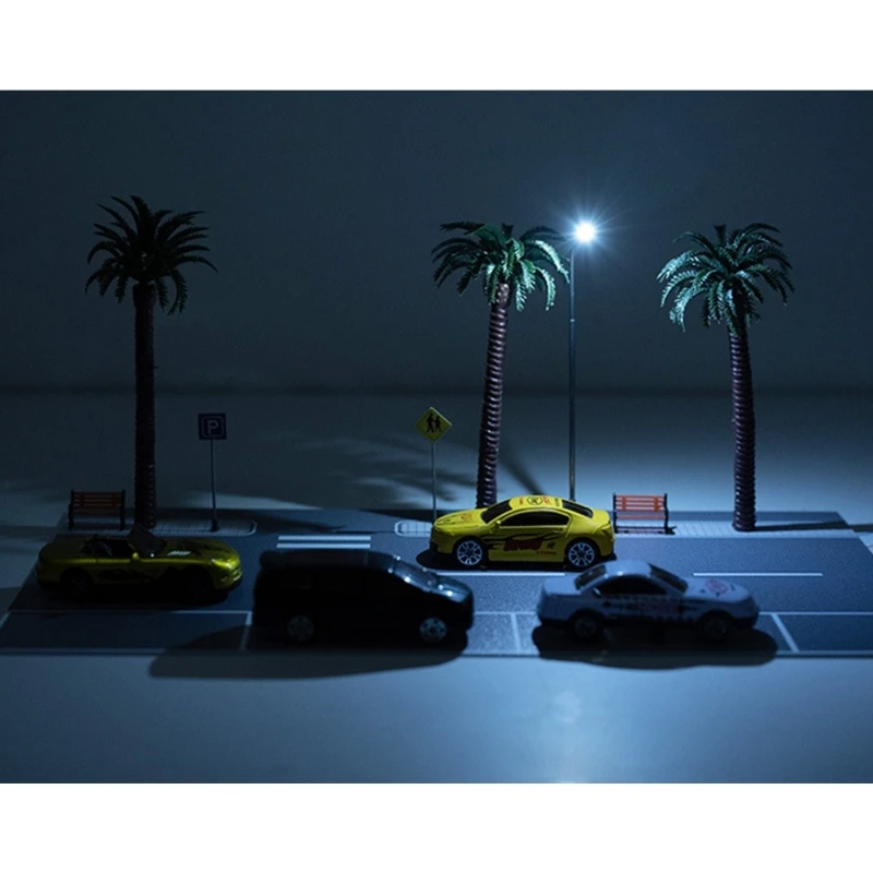Creative Road Scene Set for 1/64 Scale Models with Roads and Sign Street Lamp Tree for Modeling Hobbyists 6