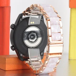 Two - Color Metal Watch Strap, 18mm to 22mm Adjustable Bracelet - 20mm Band (Rose white)