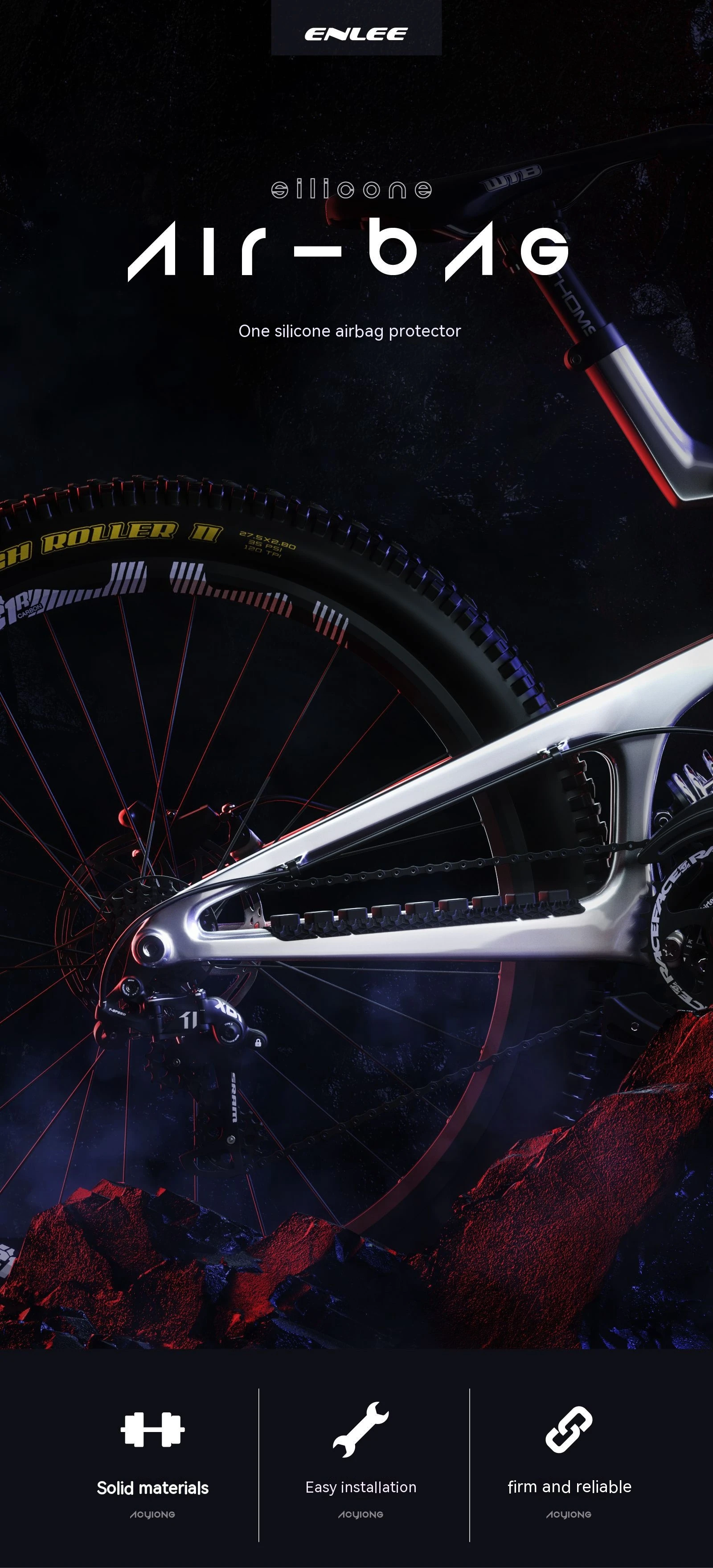 Description Picture 2 of item1PC Bicycle silicone chain protection sticker lower pipe protection chain sticker anti scratch sticker for mountain road vehicle