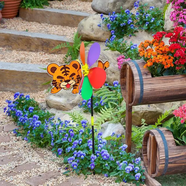 Kerti Pinwheels Rajzfilm Állati Ördög Szélű Fonó Szélmalom Játék Dekoratív Tét Szabadtéri Kertészeti Művészet Szeszélyes Gyerekek Ajándékok - Image 3