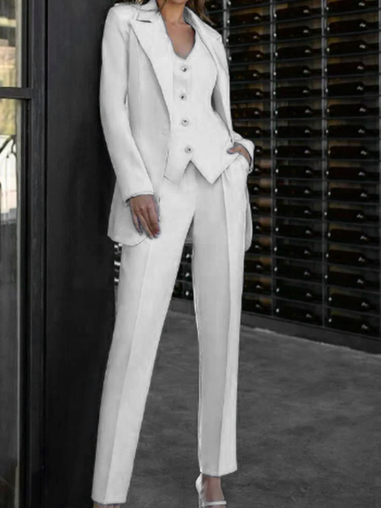 2-teiliger Damen Hosenanzug - Eleganter Blazer Mit Palazzo Hose Für Business & Party