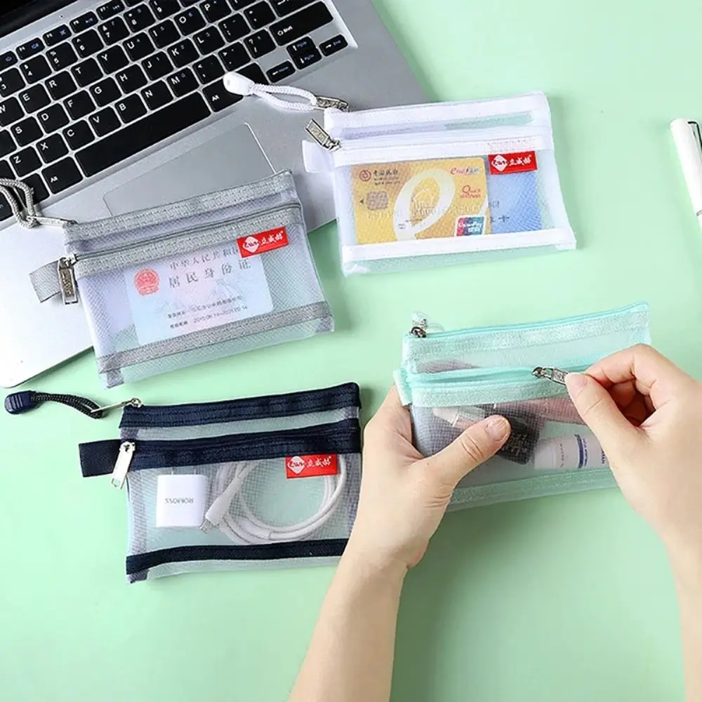 

Change Storage Bag Double Layer Coin Bags Card Bag Cosmetic Bag Mini Coin Purse Data Cable Storage Bag Solid Color