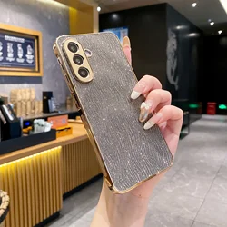 Luxury Gold Plating Matte Cover with 3D Wave Texture and Glitter Finish - Galaxy A53 (Grey)