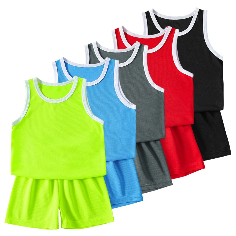 6/2 Pcs Children's Summer Color Quick-drying Sports Suit Boys' Leisure Running Breathable Short-sleeved Girls' Joker Cute Shorts children exercise clothing