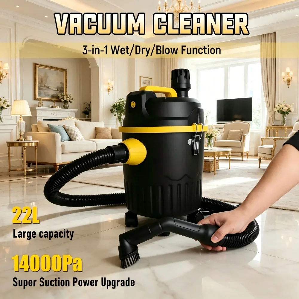 22L High-Power Vacuum Cleaner for Car Home Commercial Use Wet And Dry Large Suction Dust Collector Machine Shop Vacuum Bucket 1