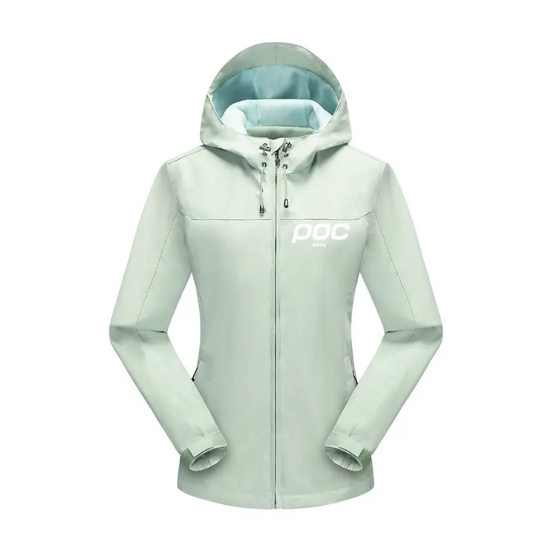 MOTO POC Autumn Winter Lightweight Women Cycling Jacket Hood Waterproof and Windproof Zipper Outdoor Fashion Sports Jackets