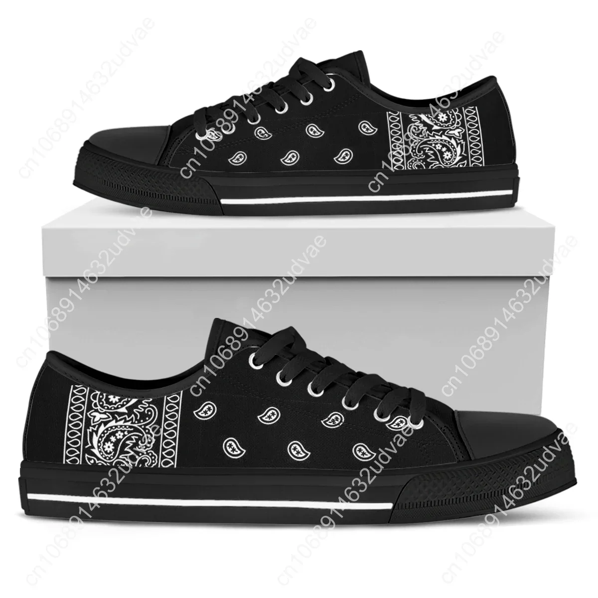 Black White Red Blue Bandana Paisley Womens Sneakers Flat Shoes High Quality Gifts Art Her Fashion Casual Footwear 2022