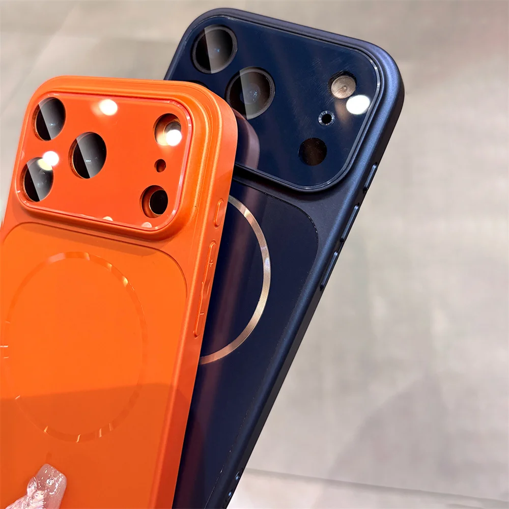 Enhanced Frosted Magnetic Phone Case with Tempered Glass Camera Protector
