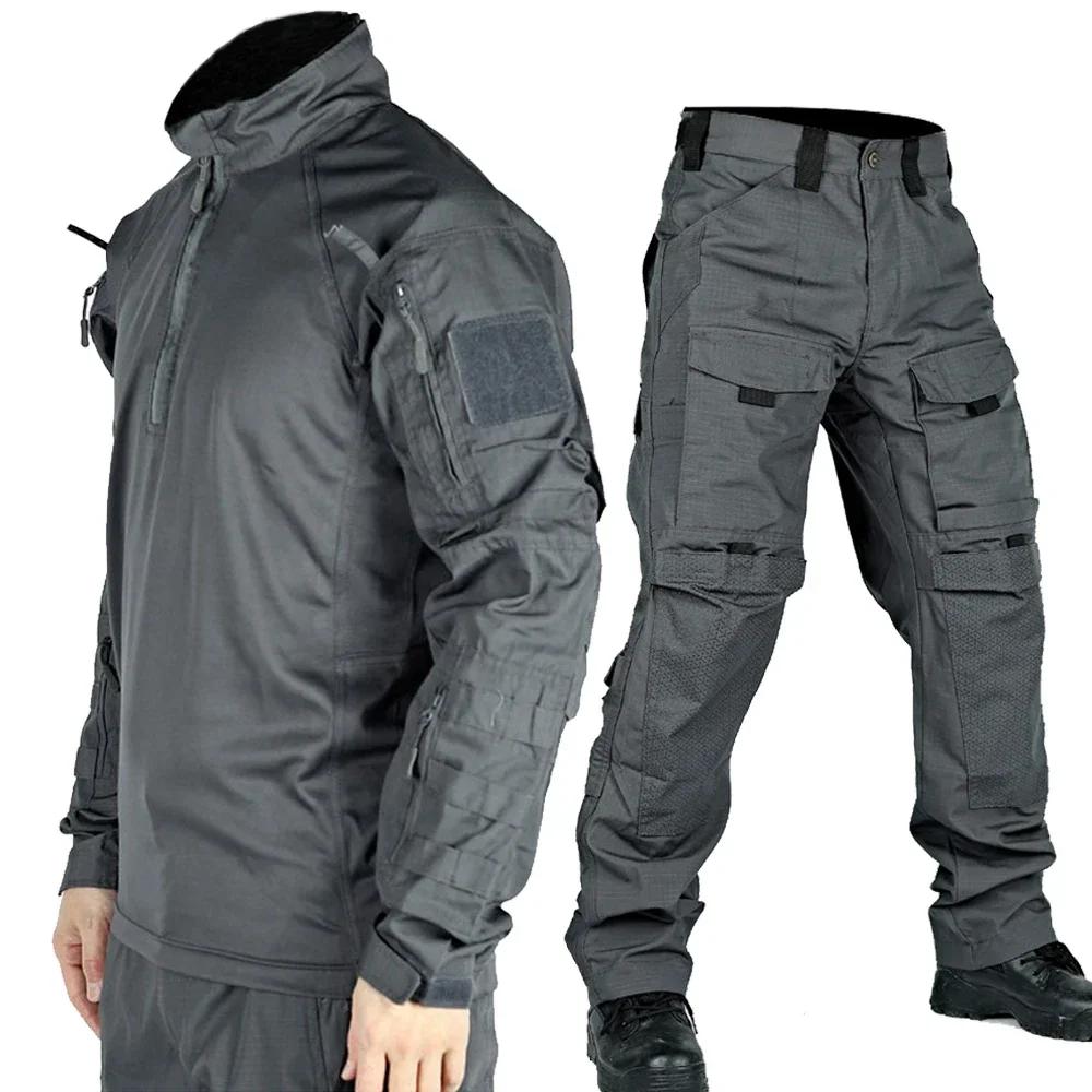 Tactical Suit Set Men Hunting Training Shirt Pants 2 Piece Sets Outdoor Uniform Camouflage Quick-dry Ripstop Clothing Hiking 2