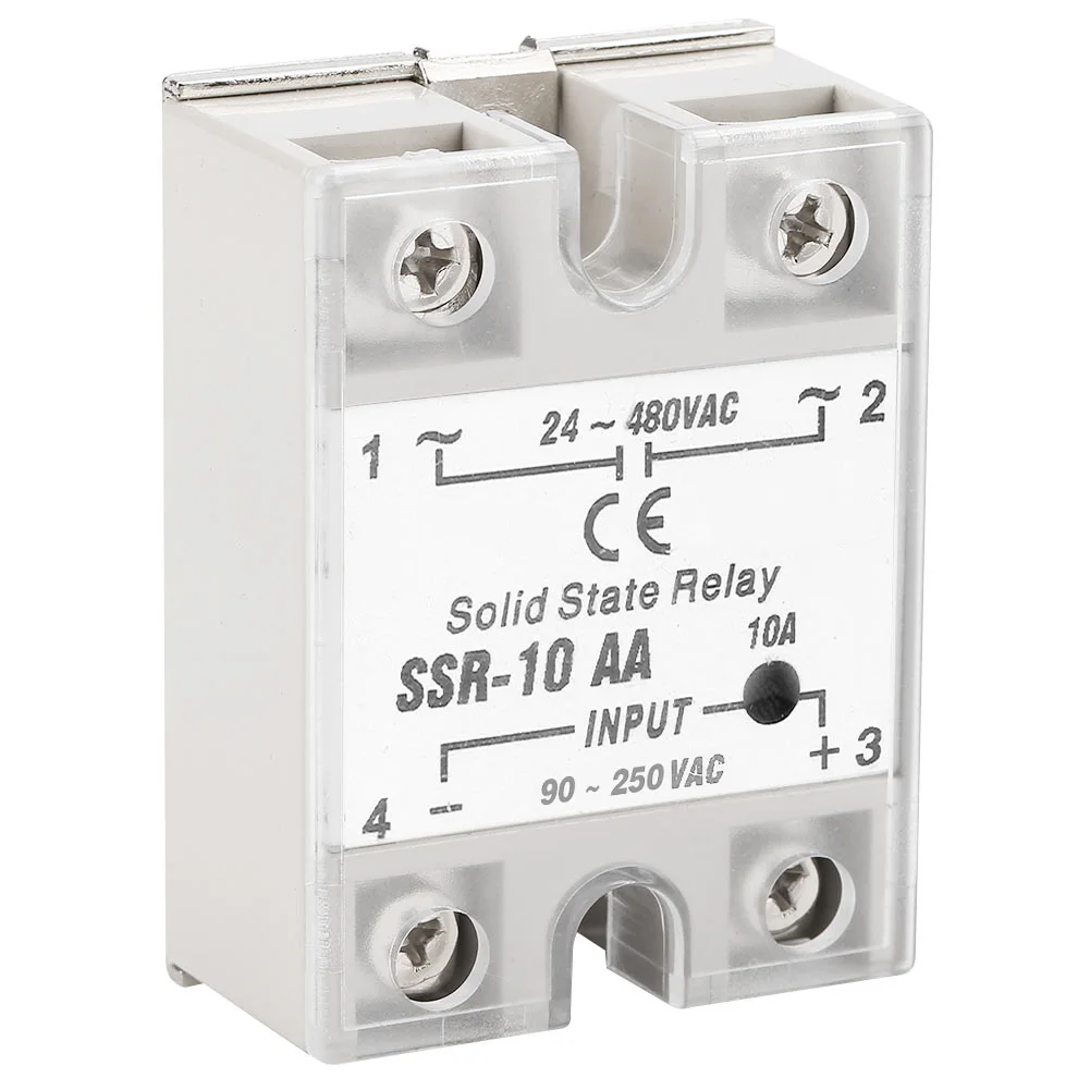 

SSr 10 AA 10A Solid State Relay Module SSR AC-AC Input 90-250V AC Output 24-480V AC