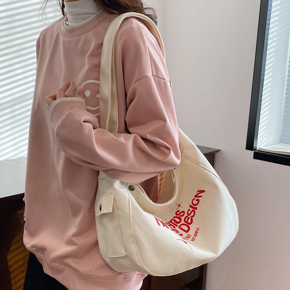 Women Canvas Shoulder Tote Bag y2k Causal Shopper Bag Large Luxury Designer Hobo Messenger Hand Bag Trend 2024 Big Crossbody Bag