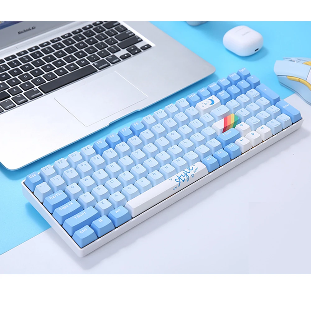 

Factory Direct Sales Rgb Abs Double Ergonomic Colorful Backlit Wired BT wireless 100 Key Gaming Mechanical Keyboard